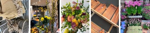 Collage af billeder fra Blomsterværkstedet Rudkøbing.