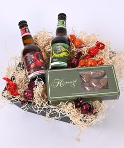 Gavekasse med lækker konfekture og øl