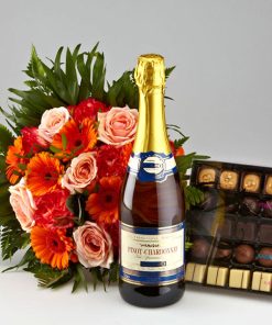 Varm buket, mousserende vin og chokolade