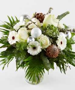 Julebuket i hvid og sølv