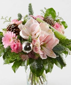 Julebuket i rosa og sølv