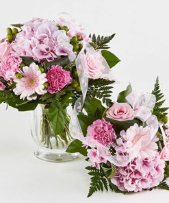 Mor- og barn buket i lyserød