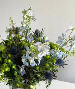 Buket i lime og blå farver