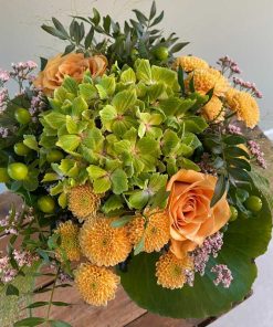 Buket i orange og lime farver