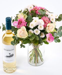 Sød Mors dag buket med hvidvin