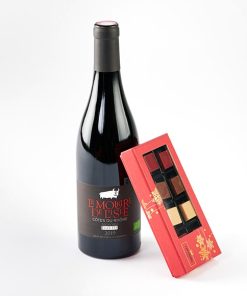 Julegave med rødvin og chokolade