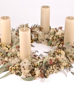 Natur adventskrans med bloklys