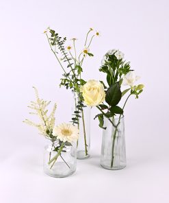 Festlig vasepynt med hvide blomster, 3 stk.