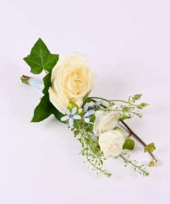 Sommerlig knaphulsblomst i blå og hvid