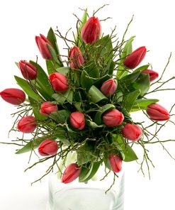 Frisk buket røde tulipaner