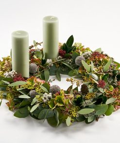 Eucalyptus krans med lys